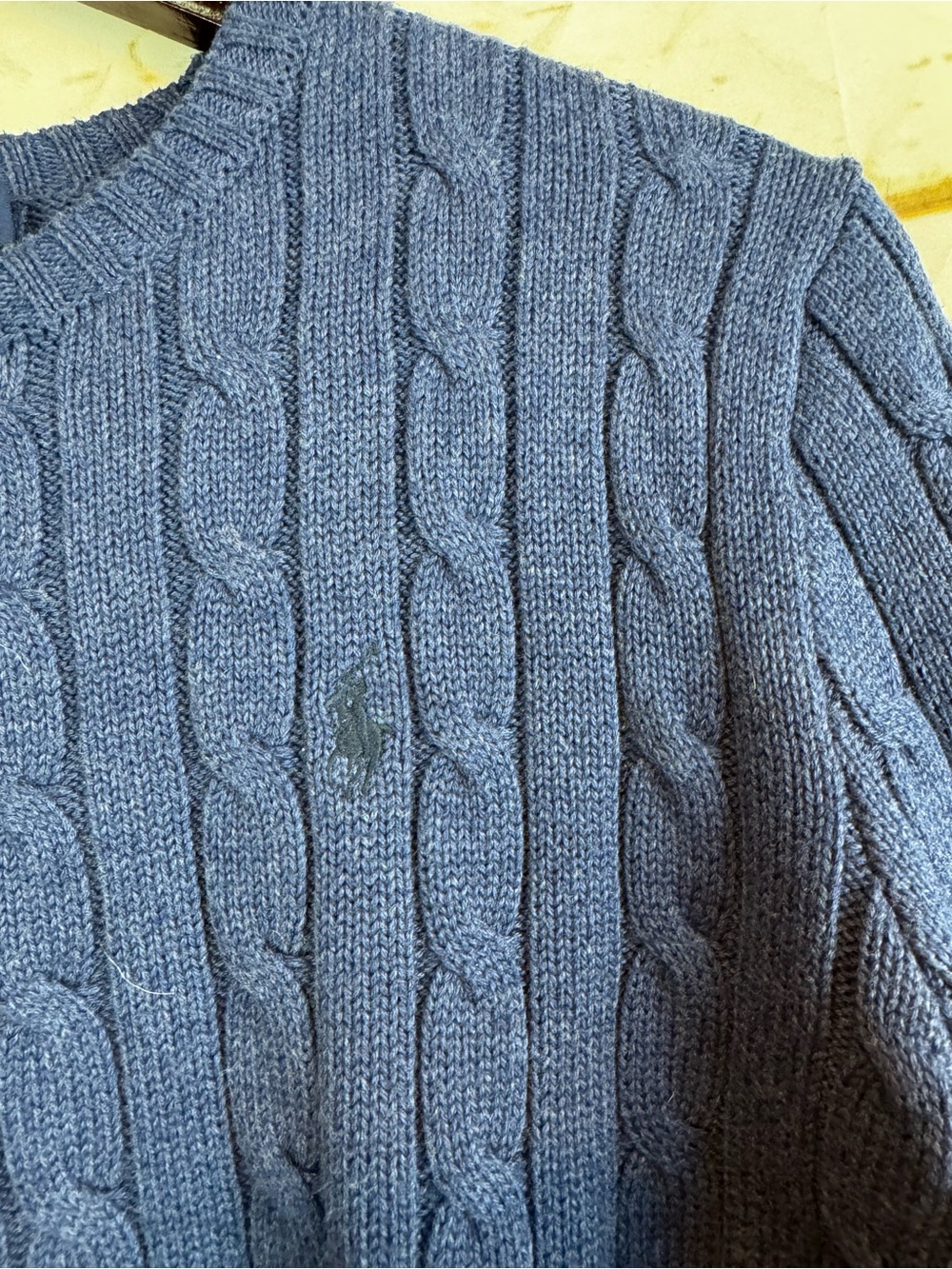 Polo Ralph Lauren | Blue 100% Cotton Cable Knit Sweater, M - Picture 3 of 7